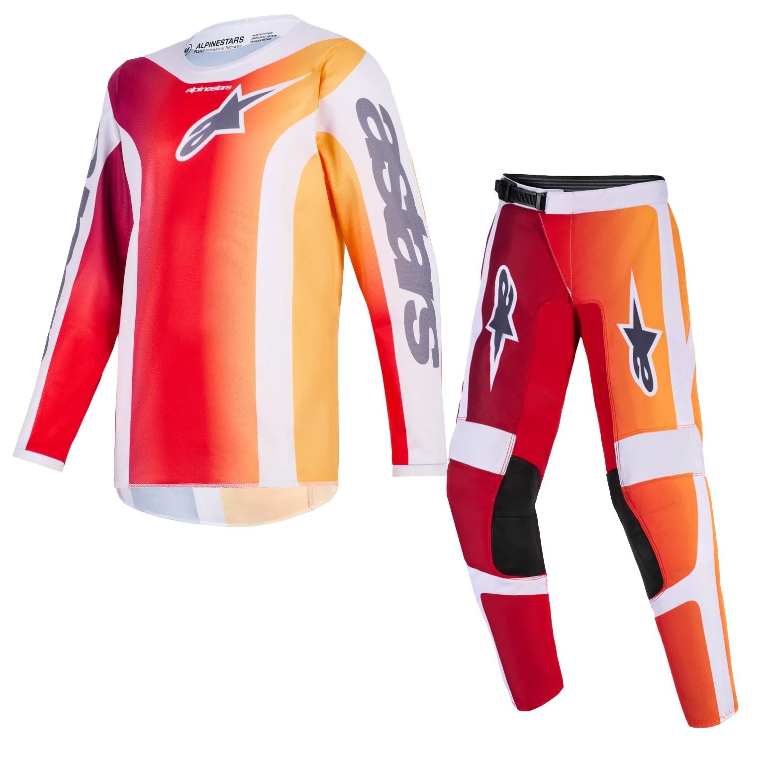 Alpinestars 2026 Youth Fluid Portl Motocross Combo Kit Red Grey